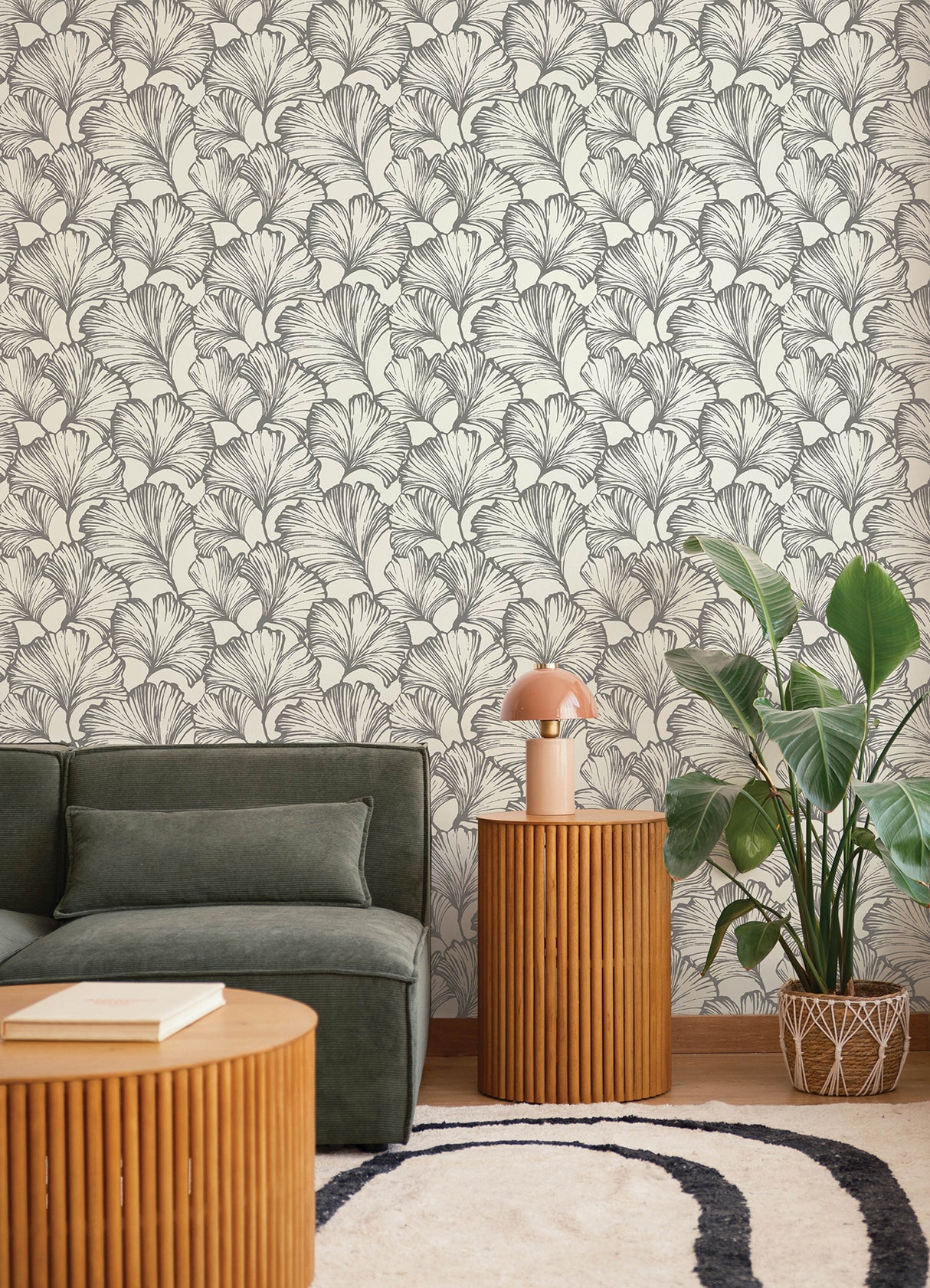 A-Street Prints 4177-27713 Kyoto Charcoal Ginkgo Leaf Wallpa