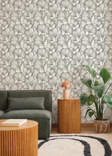 A-Street Prints 4177-27713 Kyoto Charcoal Ginkgo Leaf Wallpa