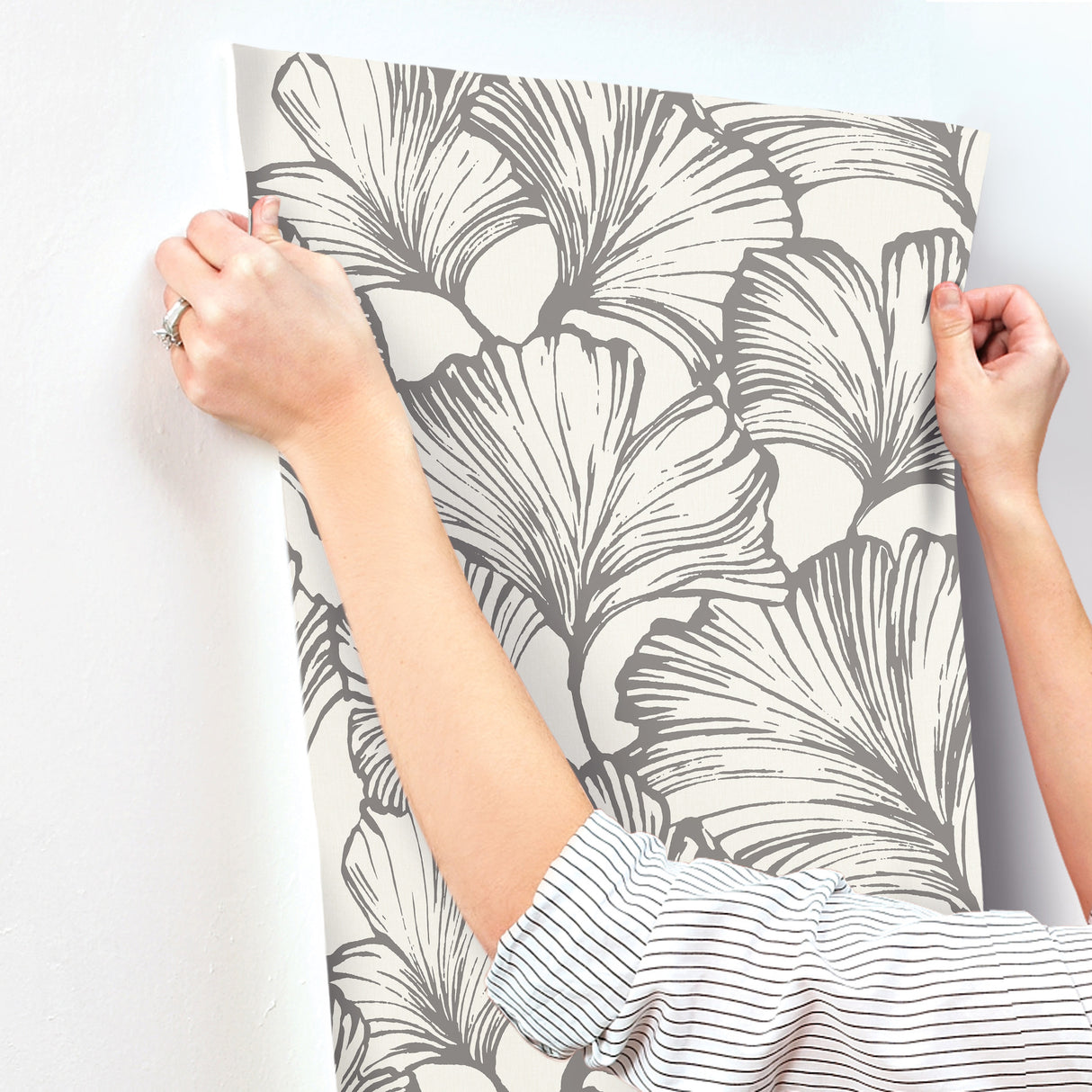 A-Street Prints 4177-27713 Kyoto Charcoal Ginkgo Leaf Wallpa