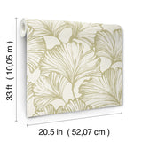 A-Street Prints 4177-27714 Kyoto Moss Ginkgo Leaf Wallpaper