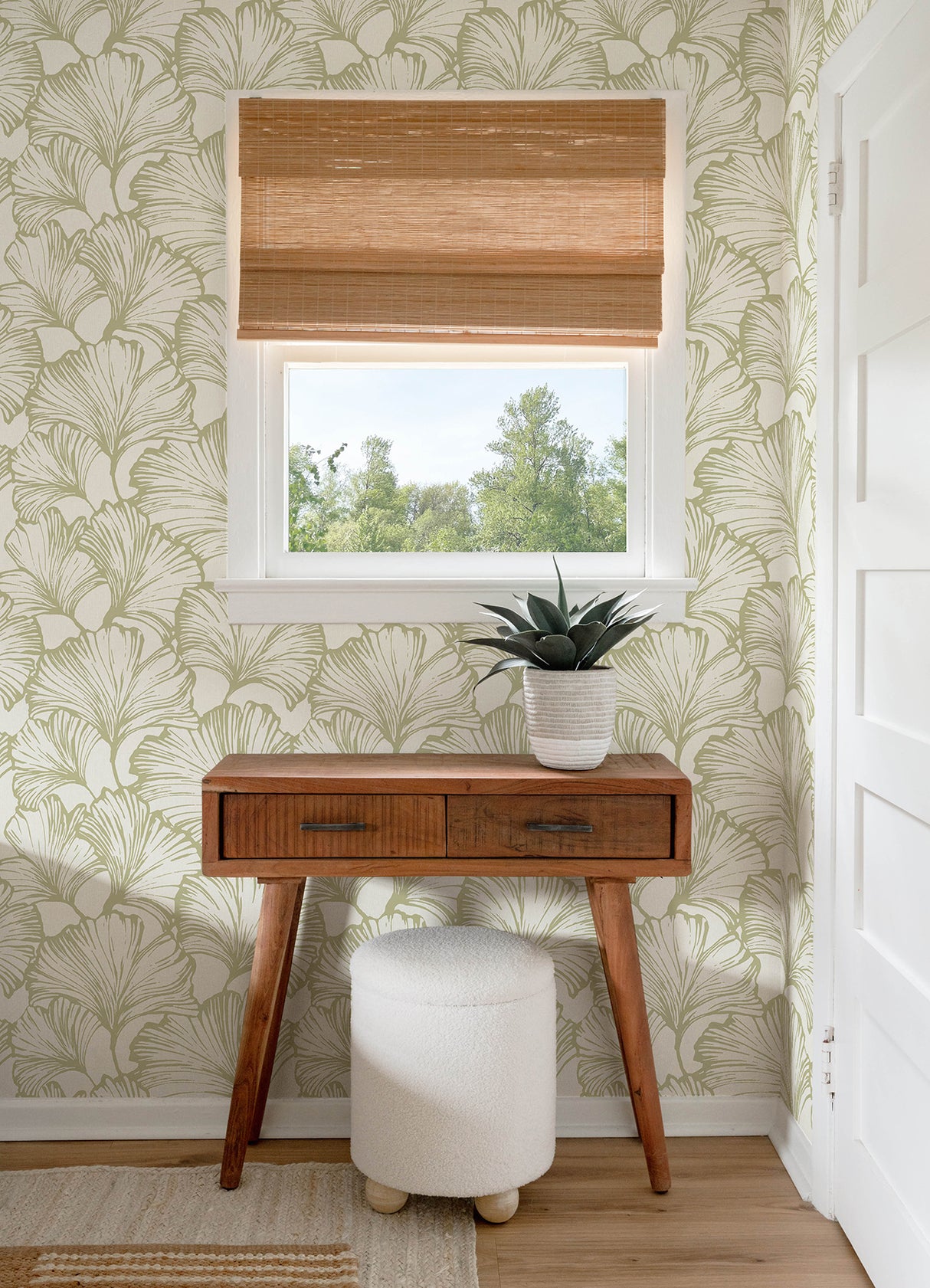 A-Street Prints 4177-27714 Kyoto Moss Ginkgo Leaf Wallpaper