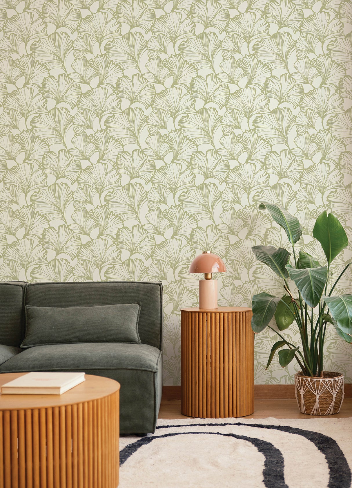 A-Street Prints 4177-27714 Kyoto Moss Ginkgo Leaf Wallpaper