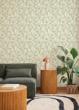 A-Street Prints 4177-27714 Kyoto Moss Ginkgo Leaf Wallpaper