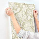 A-Street Prints 4177-27714 Kyoto Moss Ginkgo Leaf Wallpaper