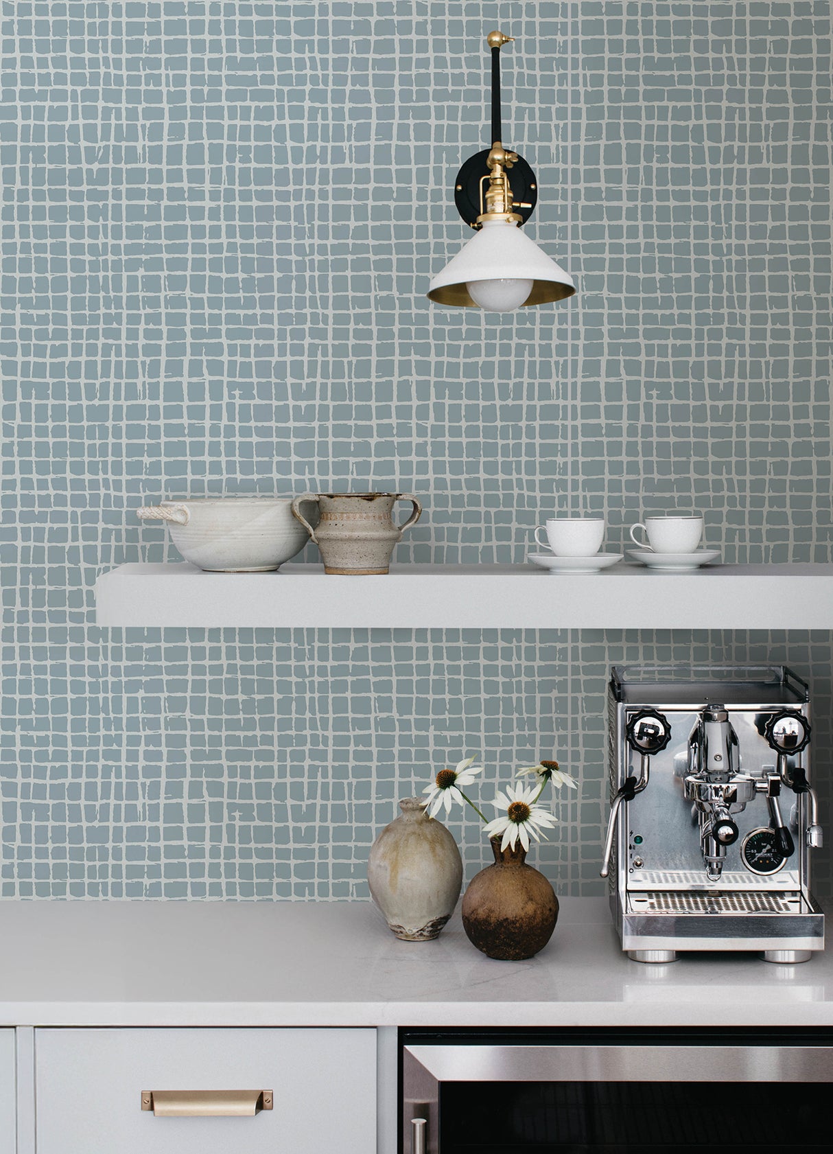 A-Street Prints 4177-27715 Albin Sky Blue Gridline Wallpaper