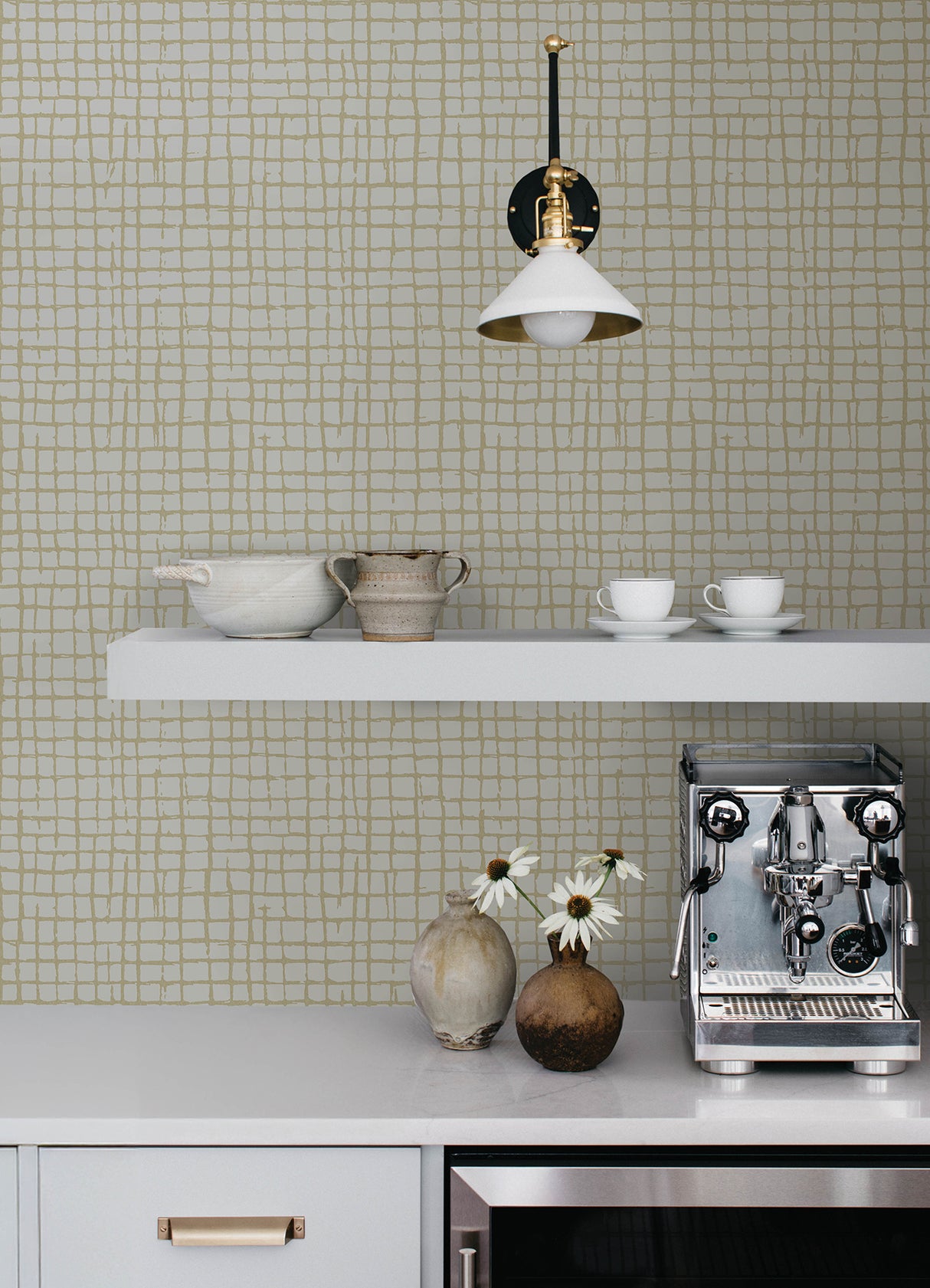 A-Street Prints 4177-27717 Albin Pearl Gridline Wallpaper