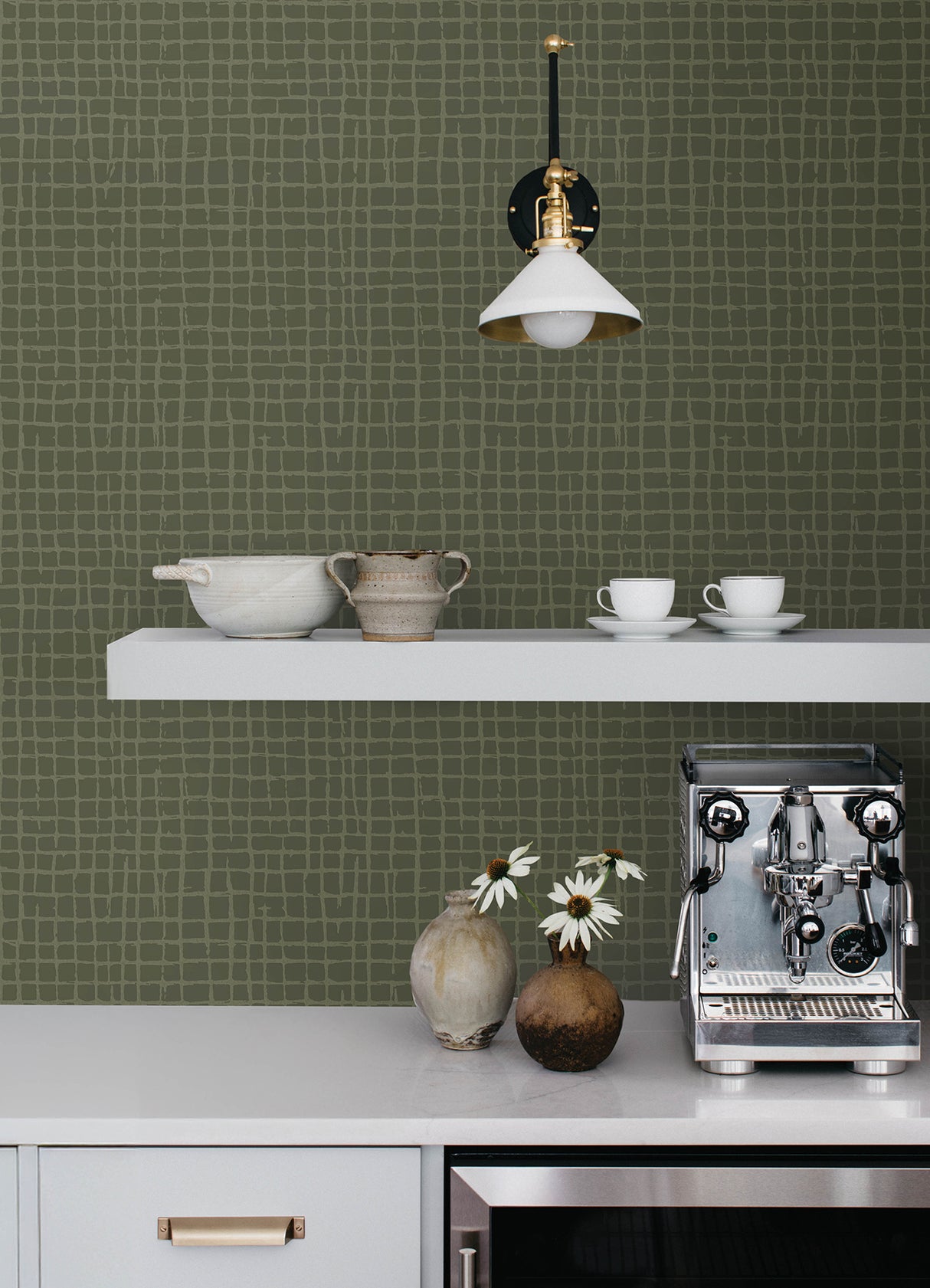 A-Street Prints 4177-27718 Albin Moss Gridline Wallpaper