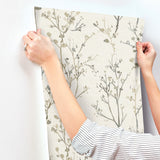 A-Street Prints 4177-27720 Silverling Neutral Budding Branch
