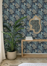 A-Street Prints 4177-27735 Alocasia Blue Tropical Foliage Wa