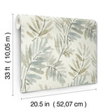 A-Street Prints 4177-27740 Serenade Aqua Ferns Wallpaper