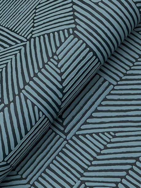 A-Street Prints 4177-83301 Crescendo Dark Blue Block Geometr