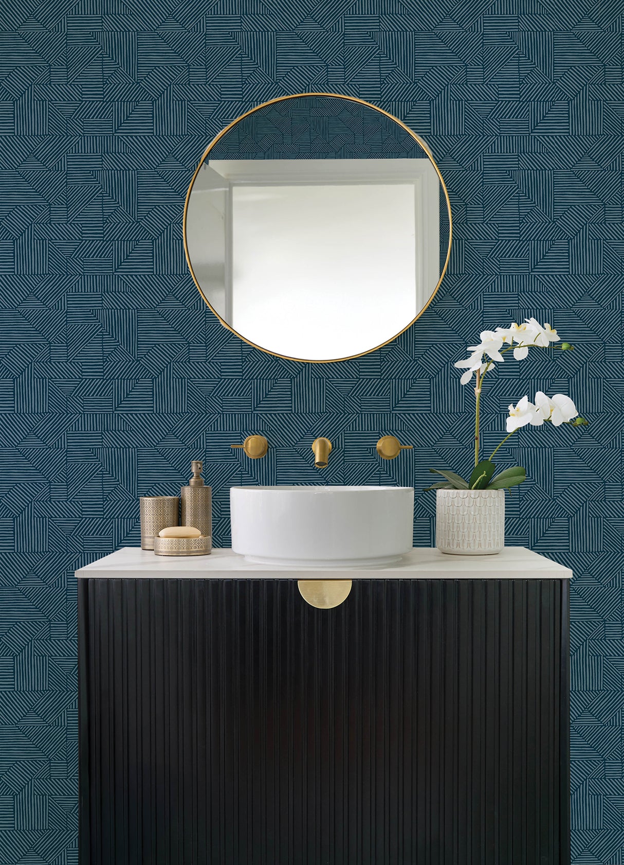 A-Street Prints 4177-83301 Crescendo Dark Blue Block Geometr
