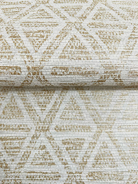 Warner 4183-4823 Kelce Gold Geometric Faux Grasscloth Wallpaper - Eade's Wallpaper