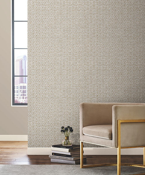 Warner 4183-4823 Kelce Gold Geometric Faux Grasscloth Wallpaper - Eade's Wallpaper