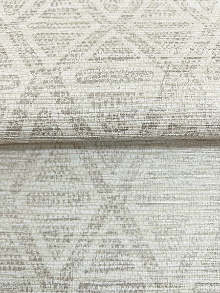 Warner 4183-4824 Kelce Silver Geometric Faux Grasscloth Wallpaper - Eade's Wallpaper