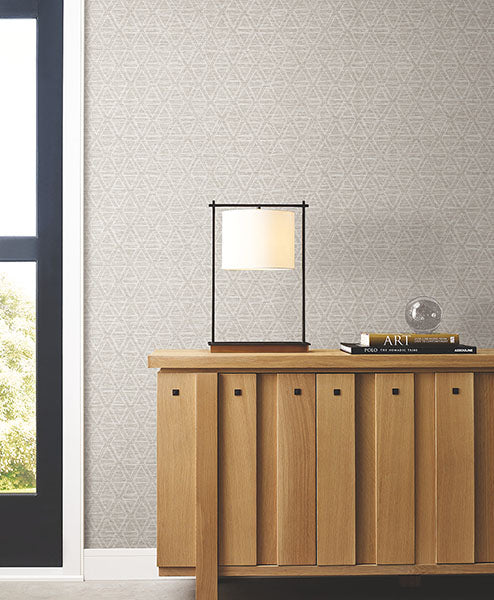 Warner 4183-4824 Kelce Silver Geometric Faux Grasscloth Wallpaper - Eade's Wallpaper