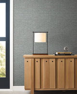 Warner 4183-4827 Kelce Slate Geometric Faux Grasscloth Wallpaper