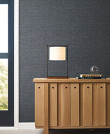 Warner 4183-4828 Kelce Dark Blue Geometric Faux Grasscloth Wallpaper