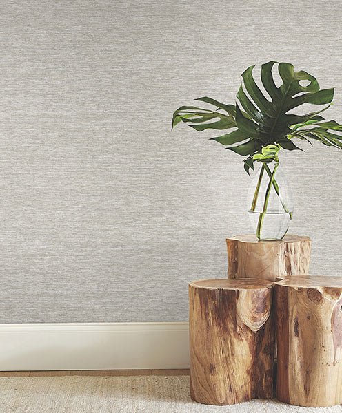 Warner 4183-4830 Mae Grey Faux Grasscloth Wallpaper