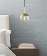 Warner 4183-4837 Nira Light Blue Fabric Weave Wallpaper