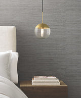 Warner 4183-4841 Nira Charcoal Fabric Weave Wallpaper