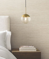 Warner 4183-4844 Nira Light Brown Fabric Weave Wallpaper