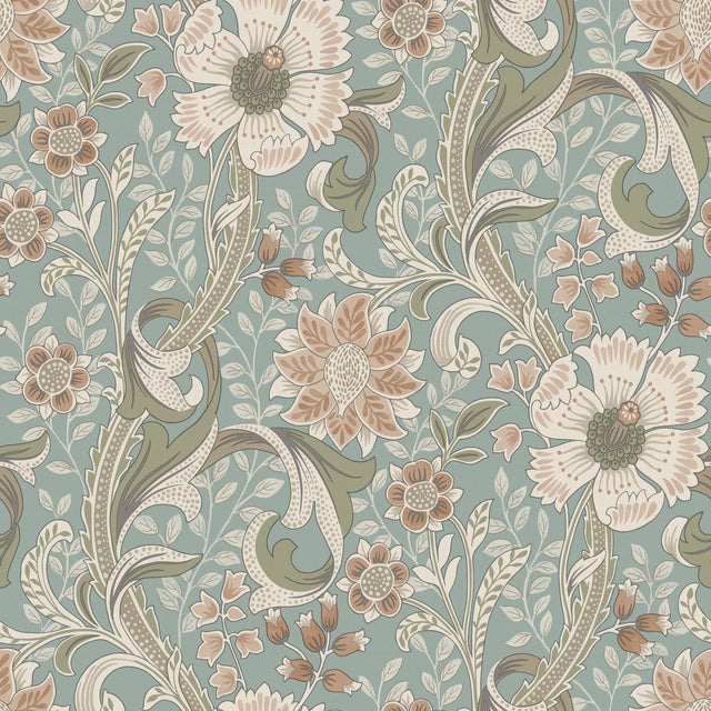 Chesapeake 4191-83013 Liora Aqua Floral Trail Wallpaper