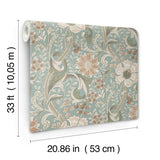 Chesapeake 4191-83013 Liora Aqua Floral Trail Wallpaper