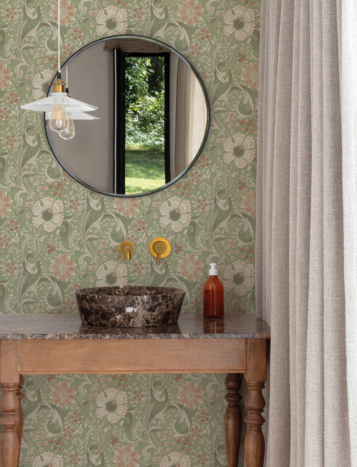 Chesapeake 4191-83014 Liora Green Floral Trail Wallpaper