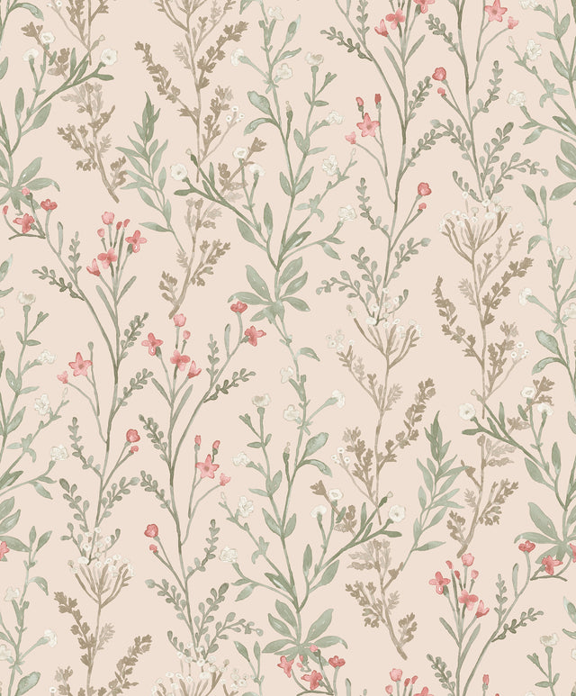 Chesapeake 4191-83020 Laverne Blush Wildflowers Wallpaper