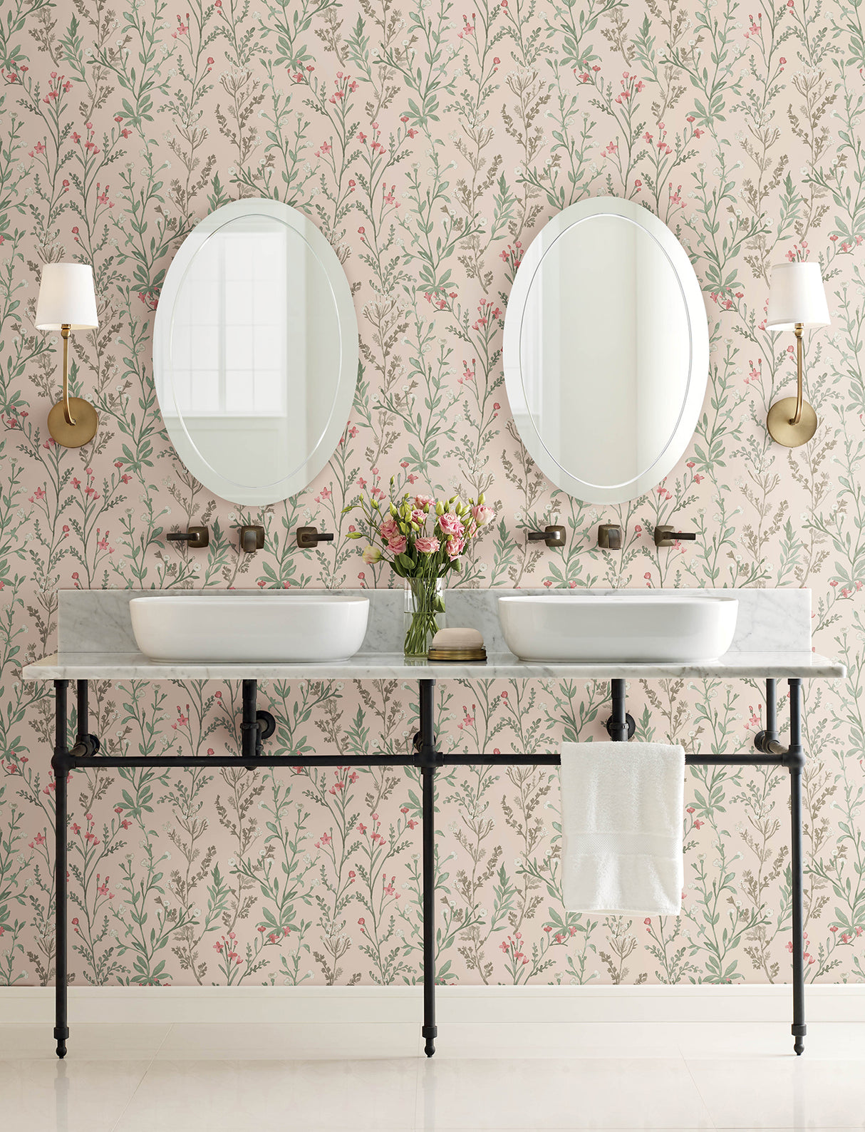 Chesapeake 4191-83020 Laverne Blush Wildflowers Wallpaper