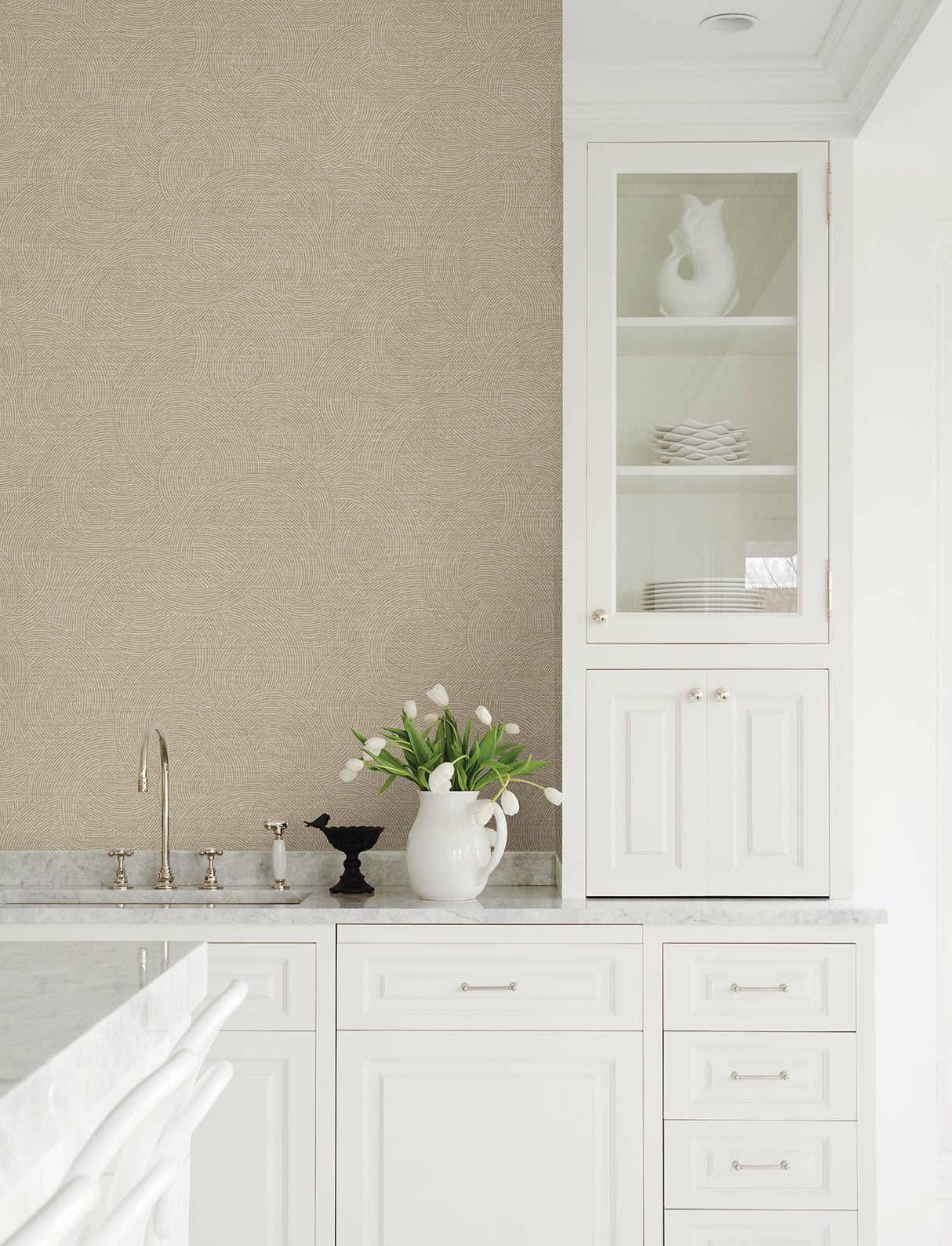 Chesapeake 4191-83023 Harrison Taupe Swirling Geometric Wall