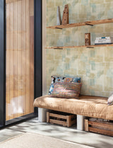 Chesapeake 4191-83031 Cassandra Teal Block Geometric Wallpap