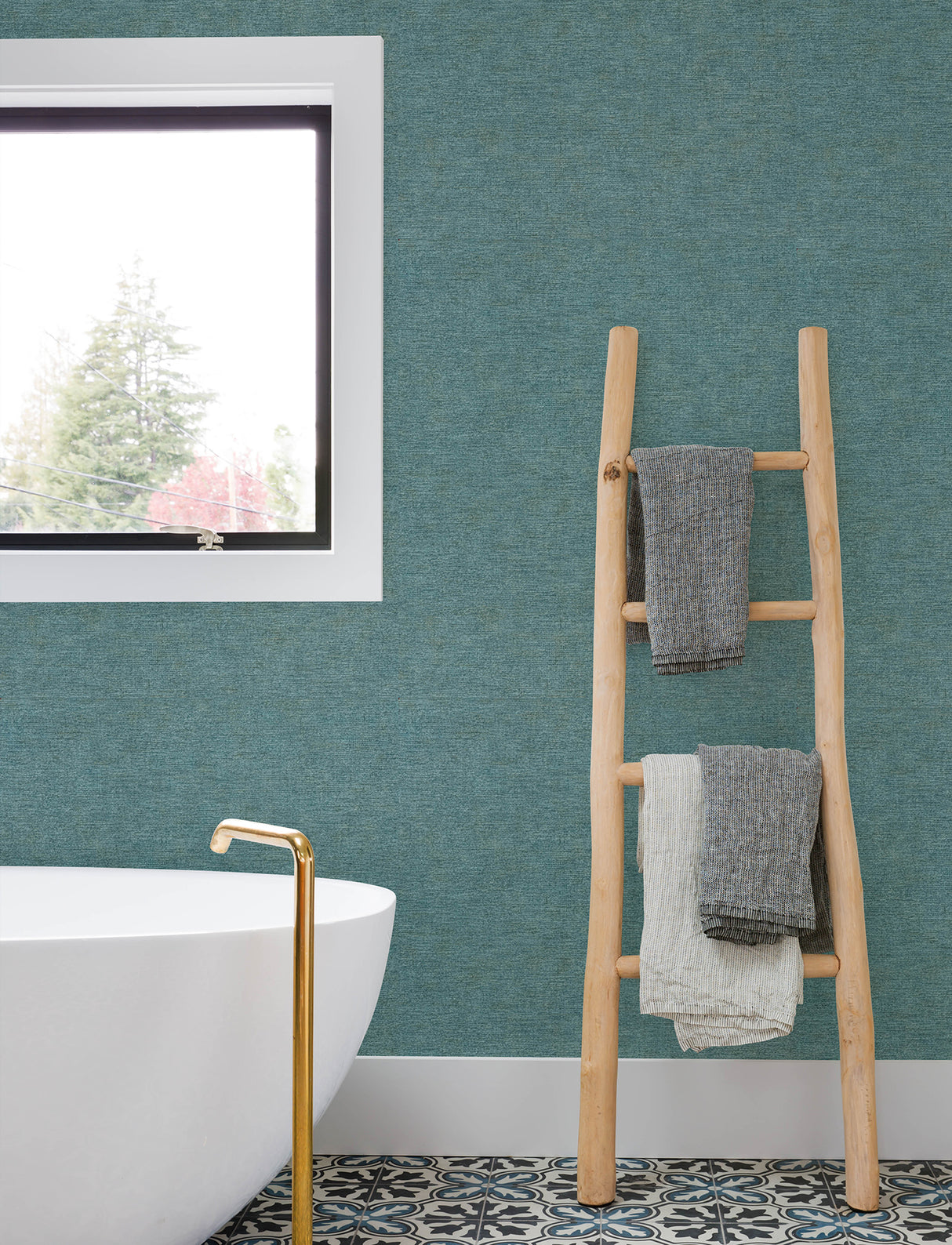 Chesapeake 4191-83042 Tansy Teal Distressed Wallpaper