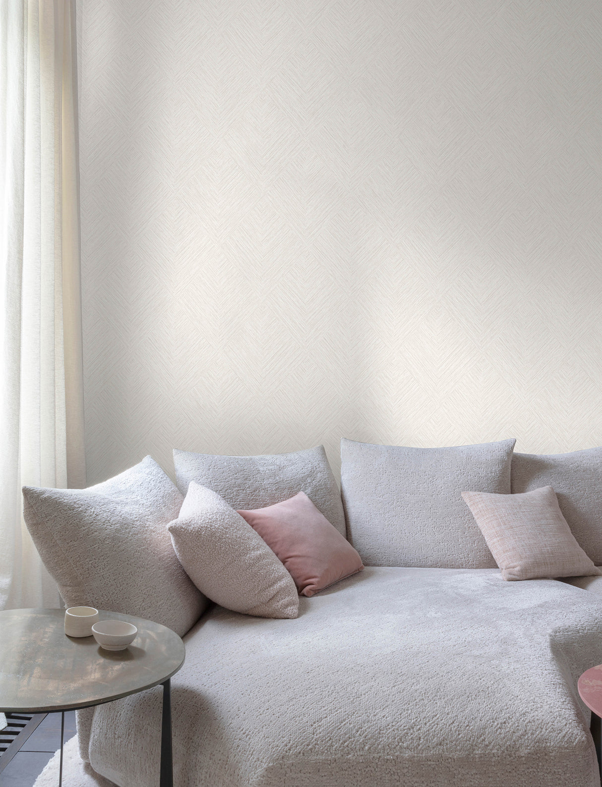 Chesapeake 4191-83043 Hollis Beige Textured Diamond Wallpape