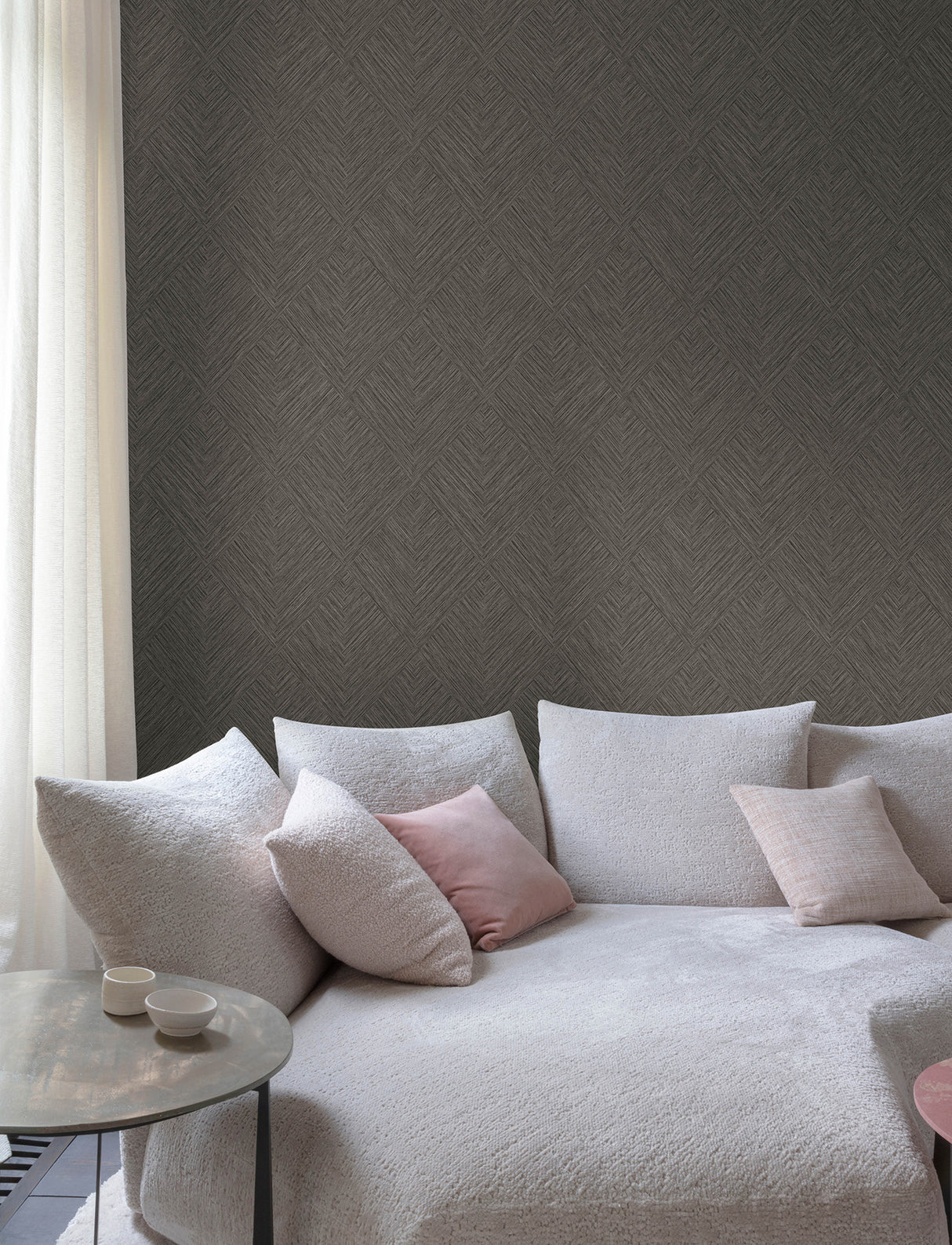Chesapeake 4191-83046 Hollis Charcoal Textured Diamond Wallp