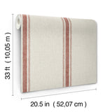Chesapeake 4192-12464 Linette Red Fabric Stripe Wallpaper