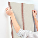 Chesapeake 4192-12464 Linette Red Fabric Stripe Wallpaper