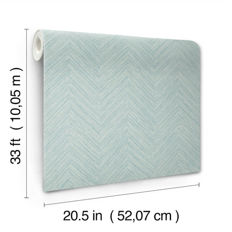 Chesapeake 4192-13672 Caladesi Aqua Linen Chevron Wallpaper