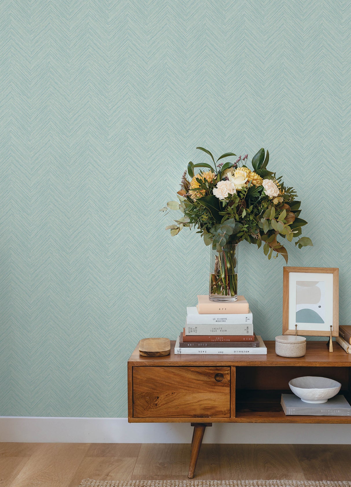 Chesapeake 4192-13672 Caladesi Aqua Linen Chevron Wallpaper