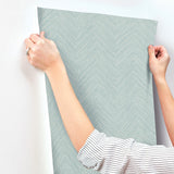 Chesapeake 4192-13672 Caladesi Aqua Linen Chevron Wallpaper