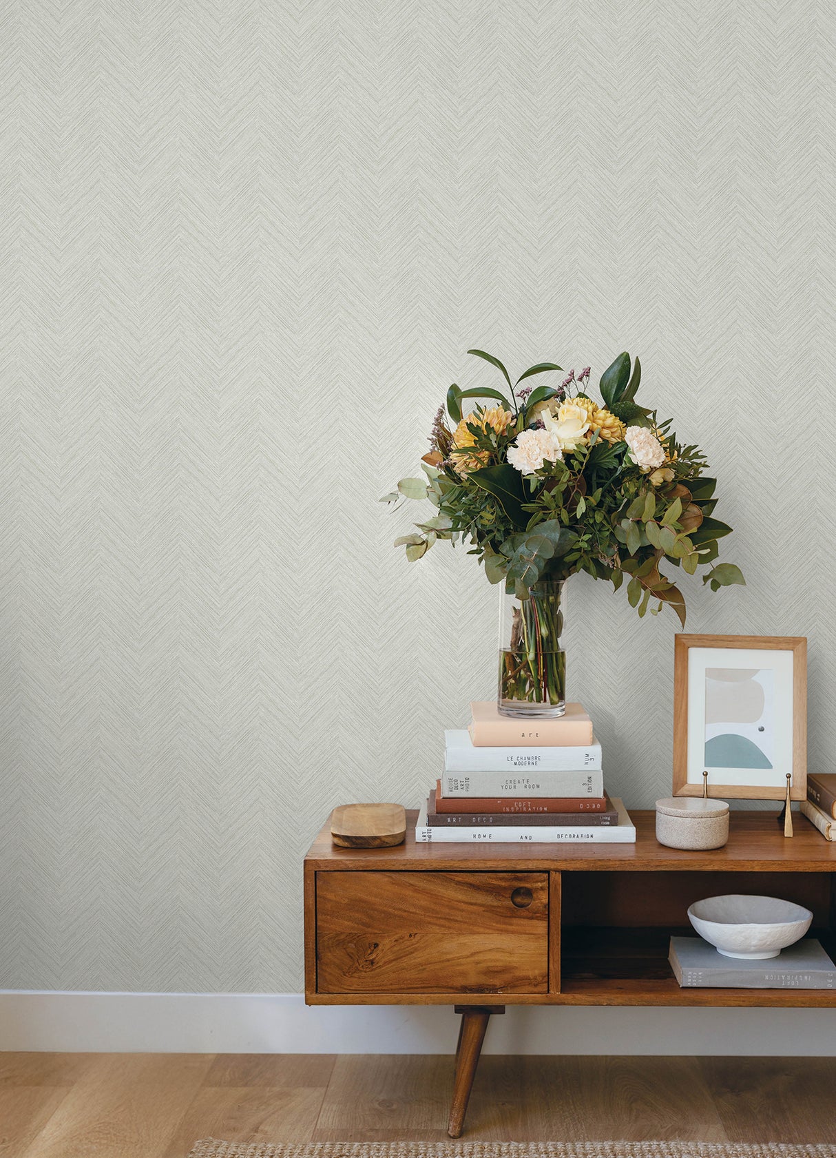 Chesapeake 4192-13679 Caladesi Light Grey Linen Chevron Wall