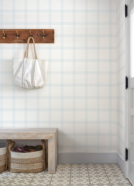Chesapeake 4192-24475 Twain Light Blue Plaid Wallpaper