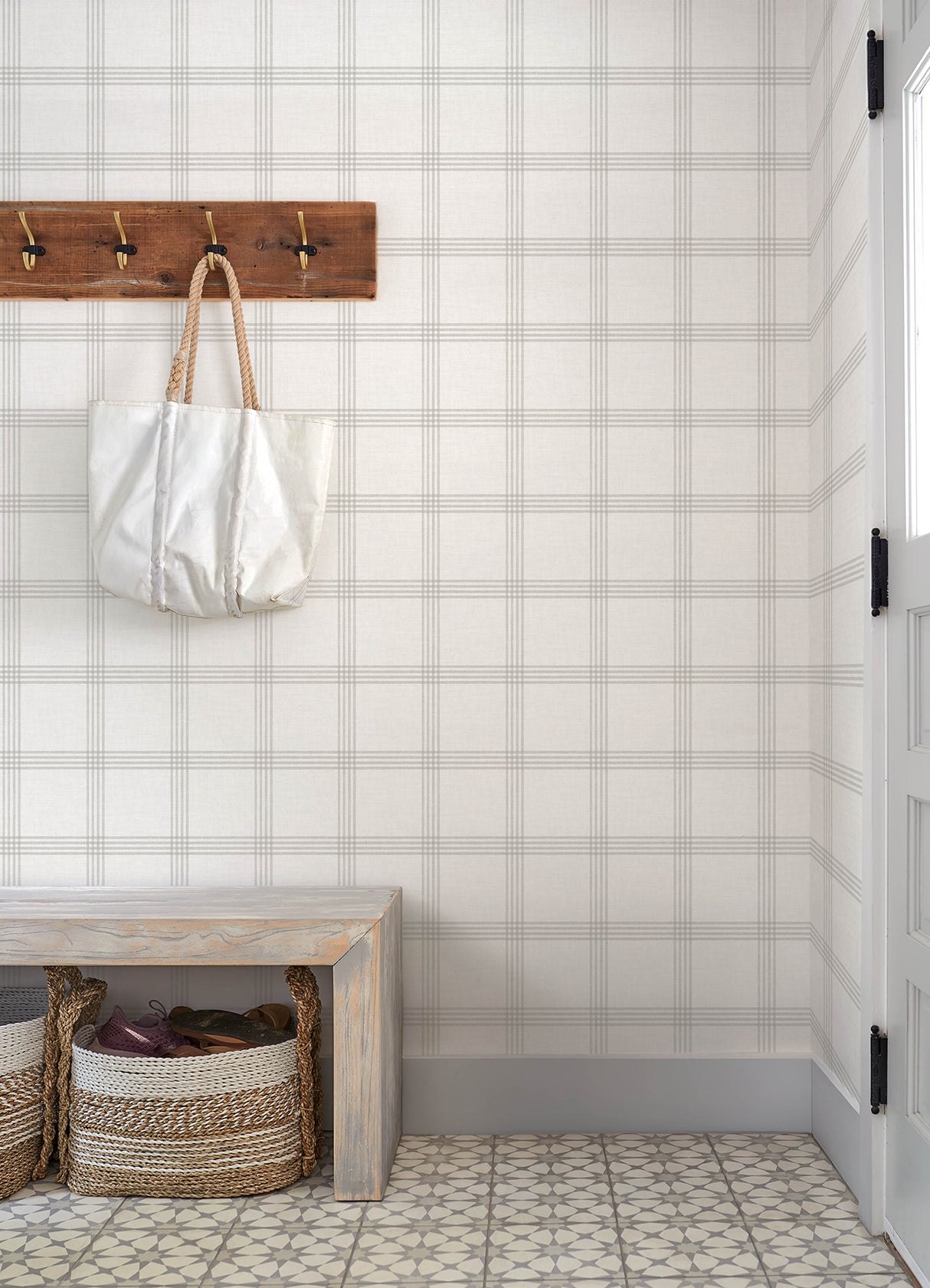 Chesapeake 4192-24478 Twain Dove Plaid Wallpaper