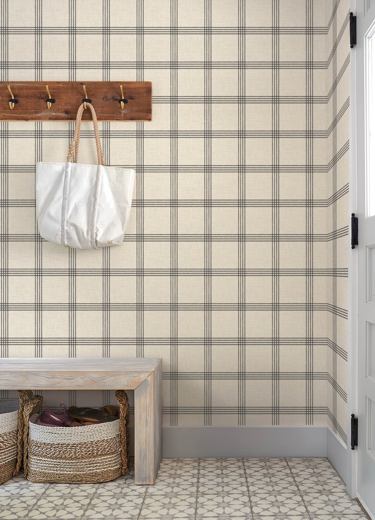 Chesapeake 4192-24479 Twain Black Plaid Wallpaper