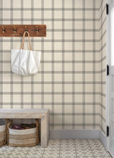 Chesapeake 4192-24479 Twain Black Plaid Wallpaper