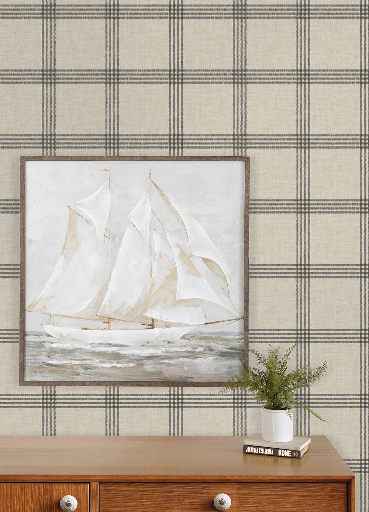 Chesapeake 4192-24479 Twain Black Plaid Wallpaper
