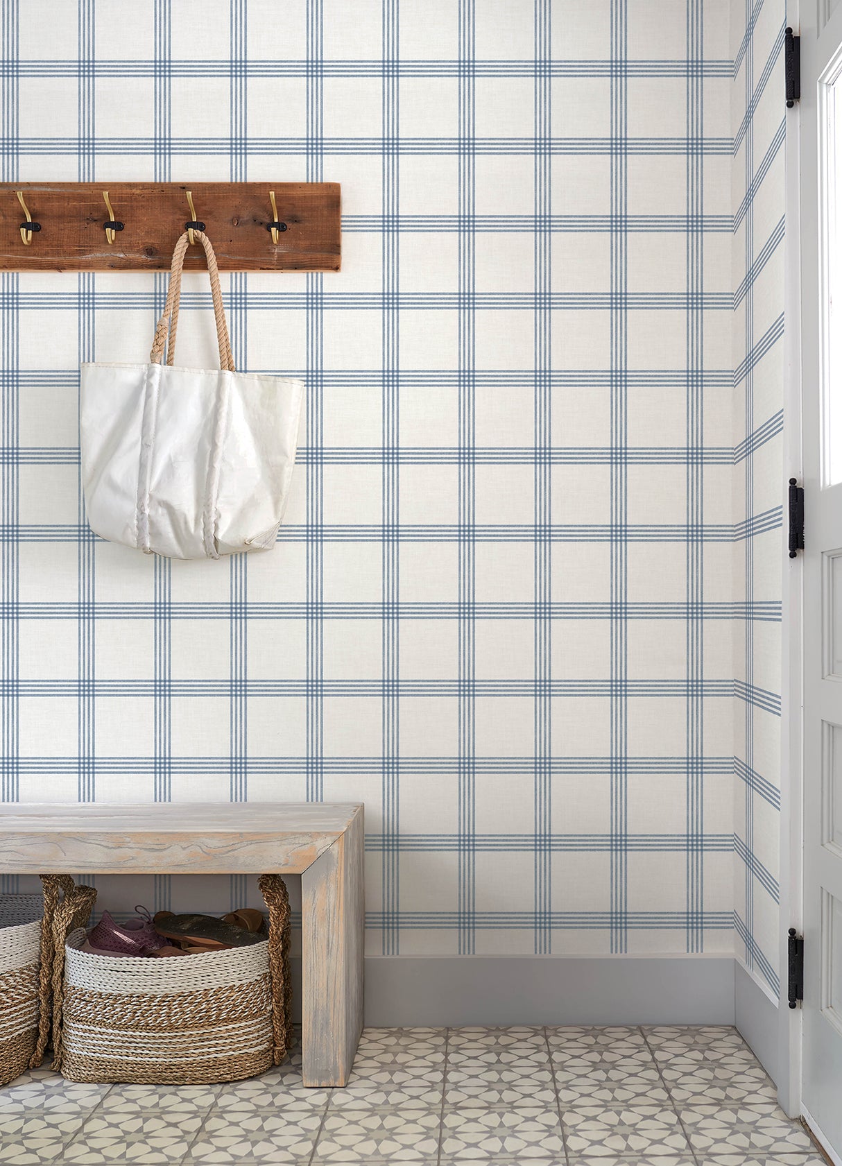 Chesapeake 4192-26993 Twain Denim Plaid Wallpaper