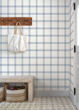 Chesapeake 4192-26993 Twain Denim Plaid Wallpaper