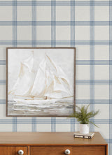Chesapeake 4192-26993 Twain Denim Plaid Wallpaper